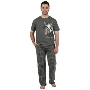 Пижама Оптима Трикотаж, карманы, размер 58, хаки