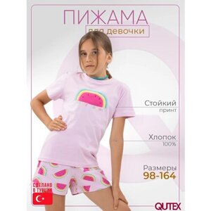 Пижама QUTEX, шорты, футболка, размер 104-110, фиолетовый