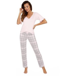 Пижама женская DONNA Loretta, футфолка и брюки, розовый, хлопок 100%Размер: S)
