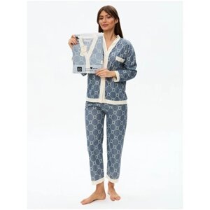 Пижама женская с брюками и рубашкой для сна, домашняя одежда