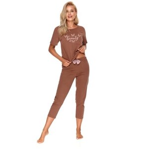 Пижама женская TARO Alona 2717-01, футболка и брюки, коричневый, хлопок 100%Размер: S)