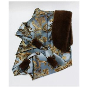 Платок женский шелковый с меховой отделкой "Эмбер " , импортная норка
