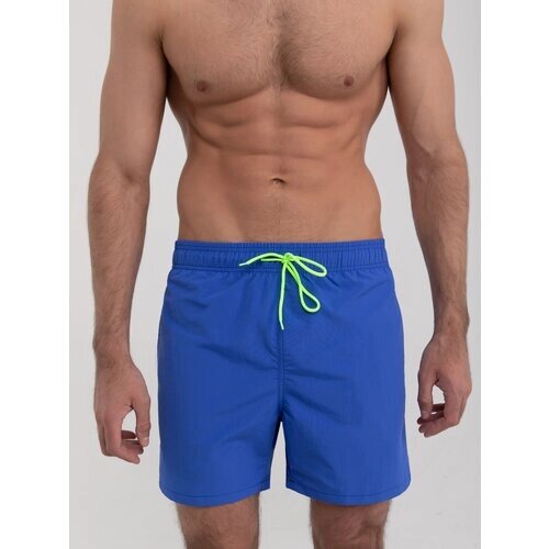 Плавательные шорты мужские однотонные, летние, весенние, шорты с сеткой внутри, ярко синий цвет, размер S