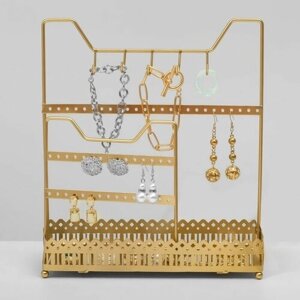 Подставка для украшений с местом для хранения "Рамка", 26,5*23*10 см, цвет золото