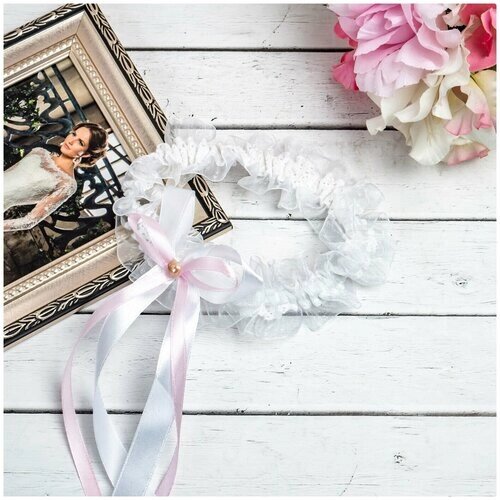 Подвязка Свадебная мечта, розовый, белый