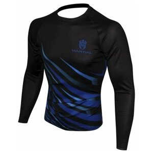 Рашгард для фитнеса Athletic pro., силуэт прилегающий, влагоотводящий материал, размер XL, синий, черный