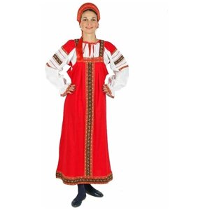 Сарафан "Забава" Красный из льна (15660) 44