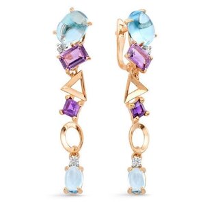 Серьги MAGIC STONES, золото, 585 проба, аметист, топаз