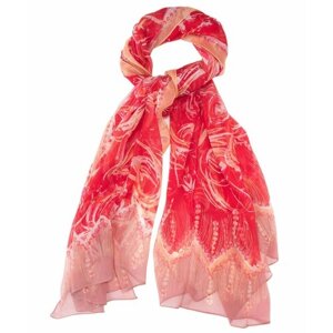 Шаль Petrusse, натуральный шелк, 180х110 см, красный, розовый