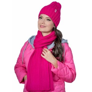 Шапка бини Landre зимняя, шерсть, подкладка, вязаная, утепленная, размер 56-59 см, розовый, фиолетовый