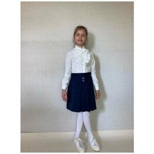 Школьная юбка-полусолнце, миди, размер 134-34, синий