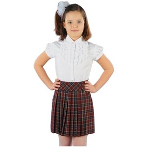 Школьная юбка с запахом Инфанта, мини, размер 134-60, синий