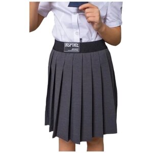 Школьная юбка-шорты Deloras, плиссированная, с поясом на резинке, миди, размер 42/152, серый