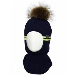 Шлем Детский AGBO RON для мальчика зима утепленный (размер 52-56см) арт. 30184 шерсть (синий*желтый)