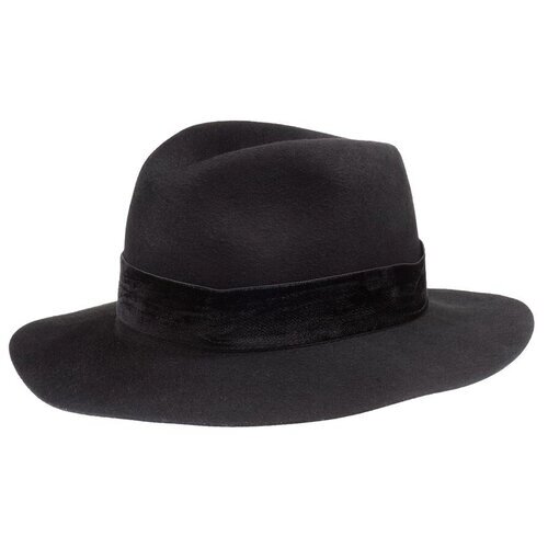 Шляпа федора Betmar демисезонная, шерсть, хлопок, утепленная, размер 58, черный