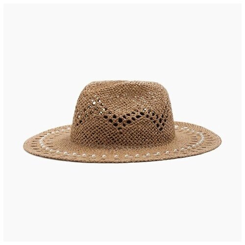 Шляпа с декором MINAKU цвет коричневый, р-р 56-58 9186874