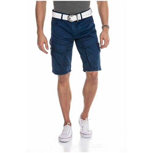 Шорты карго Cipo & Baxx джинсовые, средняя посадка, карманы, размер 36, синий