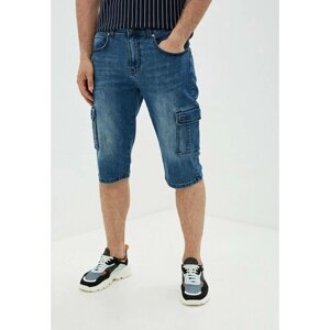 Шорты карго Velocity джинсовые, средняя посадка, карманы, размер 34, синий