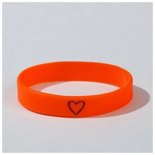 Силиконовый браслет "Нарисованное сердце" женский, цвет оранжевый, 18см
