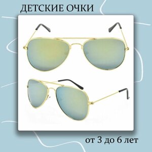 Солнцезащитные очки , авиаторы, оправа: металл, золотой