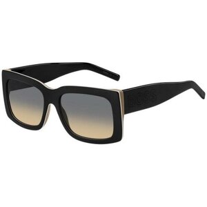 Солнцезащитные очки BOSS, кошачий глаз, оправа: пластик, с защитой от УФ, градиентные, для женщин, черный