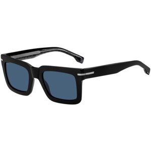 Солнцезащитные очки BOSS, прямоугольные, оправа: пластик, с защитой от УФ, черный