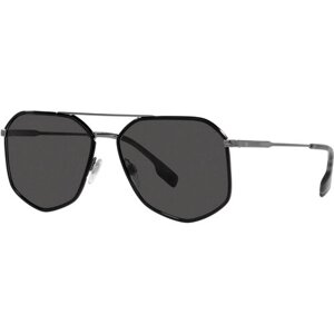 Солнцезащитные очки Burberry, квадратные, оправа: металл, черный