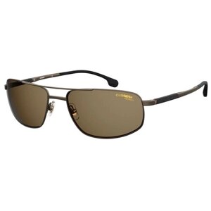 Солнцезащитные очки CARRERA, прямоугольные, оправа: металл, спортивные, поляризационные, с защитой от УФ, для мужчин, коричневый