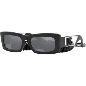 Солнцезащитные очки DOLCE & GABBANA, прямоугольные, оправа: пластик, зеркальные, с защитой от УФ, черный