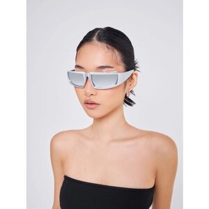 Солнцезащитные очки FEELZ, прямоугольные, оправа: пластик, спортивные, для женщин, серебряный