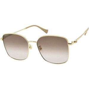 Солнцезащитные очки GUCCI, квадратные, оправа: металл, с защитой от УФ, для женщин, золотой