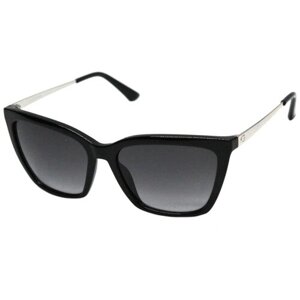 Солнцезащитные очки GUESS, кошачий глаз, оправа: пластик, для женщин, черный