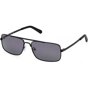 Солнцезащитные очки GUESS, прямоугольные, оправа: металл, поляризационные, для мужчин, черный