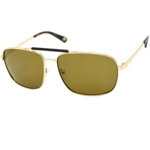 Солнцезащитные очки GUESS, прямоугольные, оправа: металл, с защитой от УФ, золотой