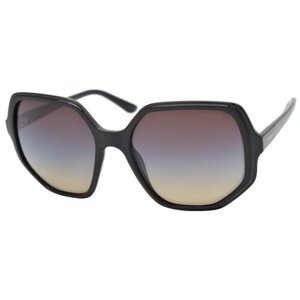 Солнцезащитные очки GUESS, шестиугольные, оправа: пластик, градиентные, для женщин, черный