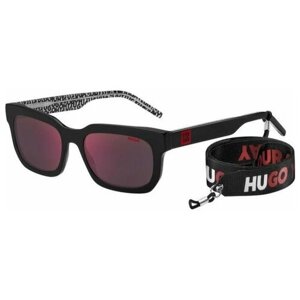 Солнцезащитные очки HUGO, прямоугольные, оправа: пластик, с защитой от УФ, для мужчин, черный