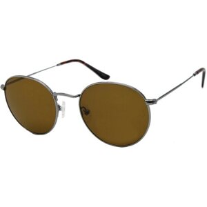 Солнцезащитные очки Invu P1302, круглые, оправа: металл, с защитой от УФ, устойчивые к появлению царапин, поляризационные, серый
