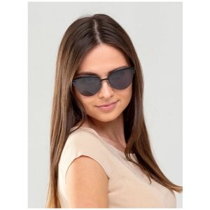 Солнцезащитные очки Калiта, кошачий глаз, оправа: металл, с защитой от УФ, для женщин, черный