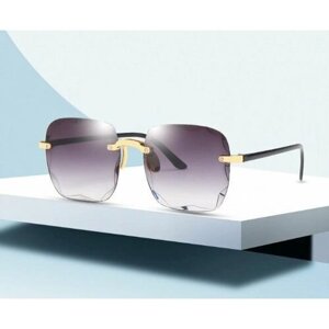 Солнцезащитные очки , квадратные, оправа: металл, с защитой от УФ, золотой
