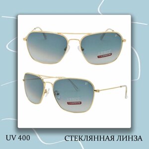 Солнцезащитные очки LERO, квадратные, оправа: металл, градиентные, с защитой от УФ, золотой