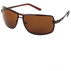 Солнцезащитные очки LEWIS, прямоугольные, оправа: металл, для мужчин, коричневый