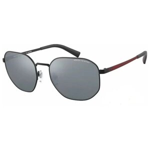 Солнцезащитные очки Luxottica, шестиугольные, оправа: металл, с защитой от УФ, зеркальные, поляризационные, черный