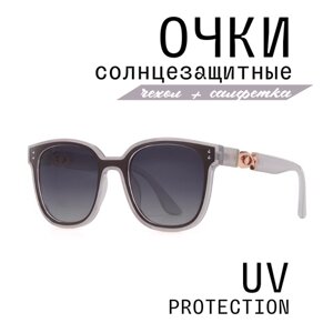 Солнцезащитные очки MI1011, квадратные, оправа: пластик, с защитой от УФ, поляризационные, для женщин, серый