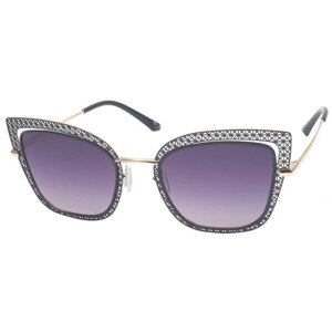 Солнцезащитные очки NEOLOOK, кошачий глаз, оправа: металл, градиентные, с защитой от УФ, для женщин, черный