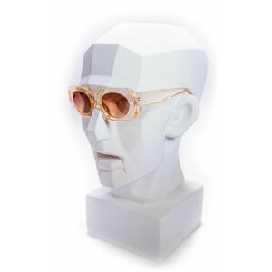 Солнцезащитные очки , овальные, оправа: пластик, бежевый