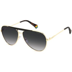 Солнцезащитные очки Polaroid, авиаторы, оправа: металл, поляризационные, золотой