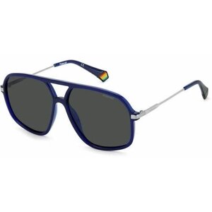 Солнцезащитные очки Polaroid, авиаторы, оправа: пластик, с защитой от УФ, поляризационные, серебряный