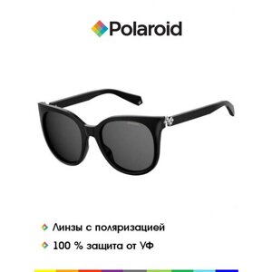 Солнцезащитные очки Polaroid, бабочка, оправа: пластик, спортивные, устойчивые к появлению царапин, поляризационные, с защитой от УФ, для женщин, черный