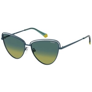 Солнцезащитные очки Polaroid, кошачий глаз, оправа: металл, устойчивые к появлению царапин, поляризационные, для женщин, зеленый
