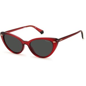 Солнцезащитные очки Polaroid, кошачий глаз, с защитой от УФ, поляризационные, устойчивые к появлению царапин, для женщин, красный